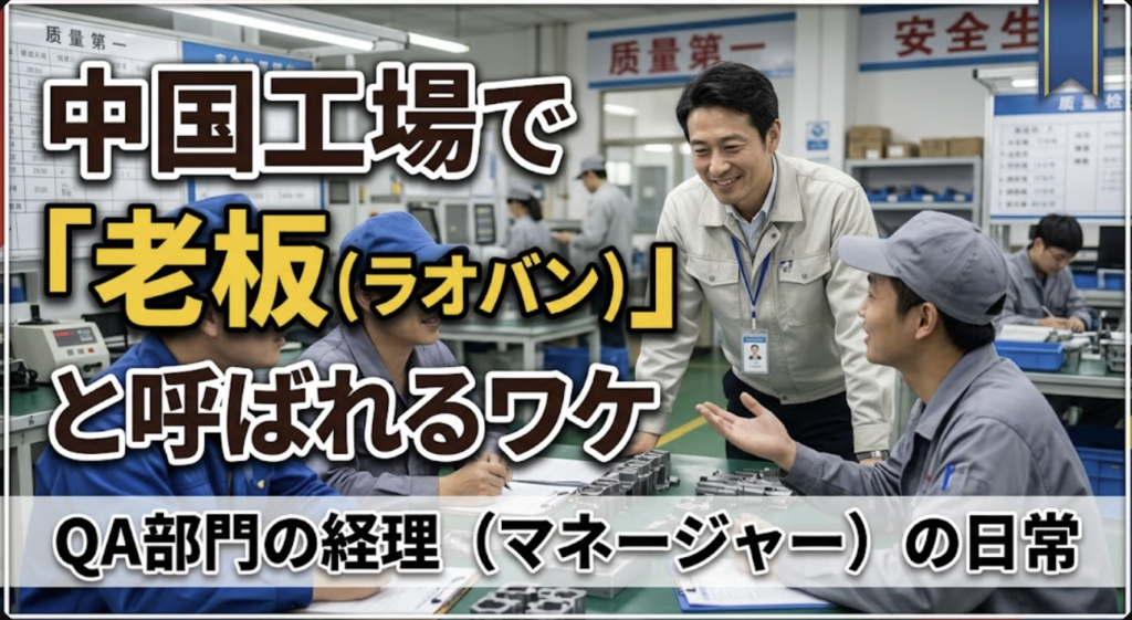中国工場で勤務。私はQA部門の経理という職位です。QA検査部門の検査員からは老板とよばれている。なぜか？